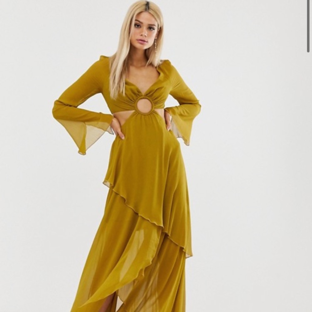 ASOS Tall maxi dress long sleeve circle trim